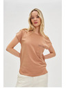 Moodo Tricou de damă cu buzunar Moodo – maro închis