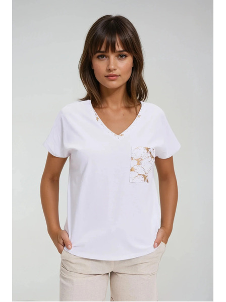 Moodo Tricou de damă din bumbac Moodo – alb