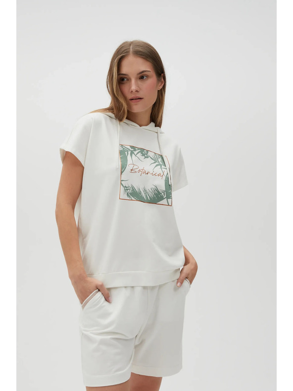 Moodo Top hanorac alb cu glugă