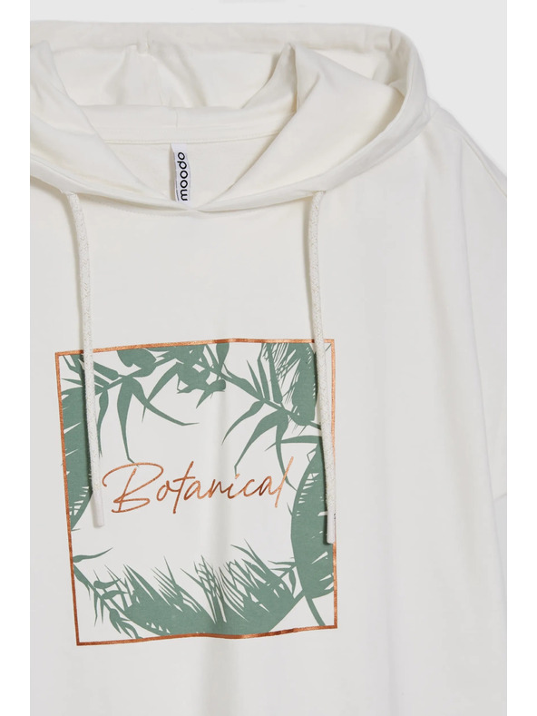 Moodo Top hanorac alb cu glugă