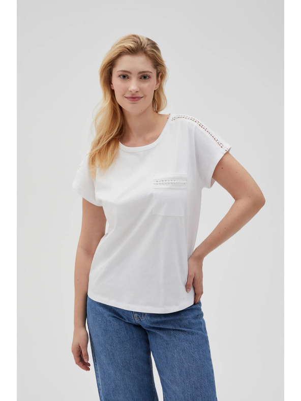 Moodo Tricou de damă cu buzunar Moodo – alb