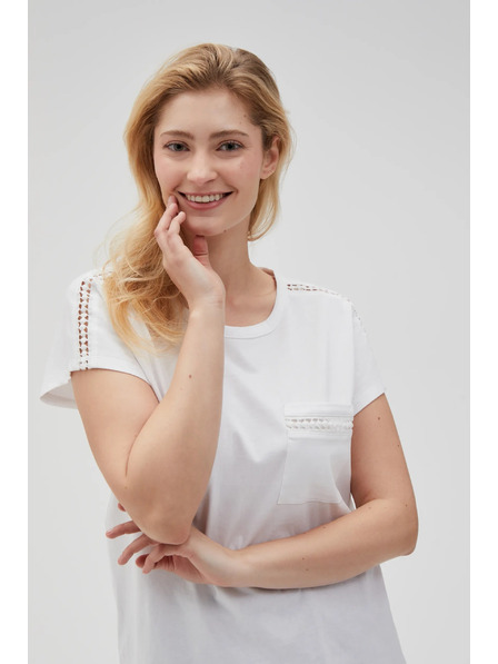 Moodo Tricou de damă cu buzunar Moodo – alb