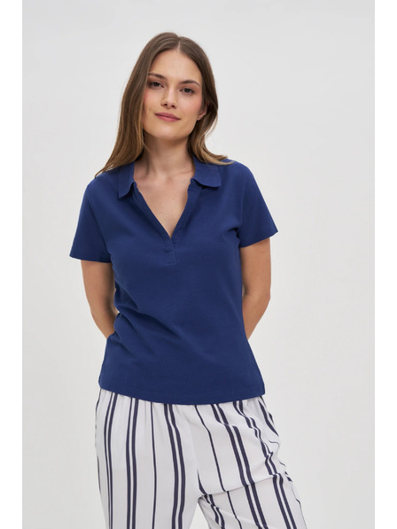 Moodo Tricou polo albastru de damă