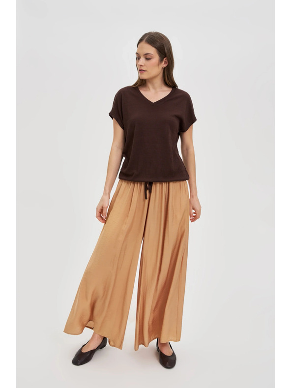 Moodo Tricou maro de damă cu legătură