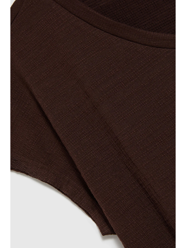 Moodo Tricou maro de damă cu legătură