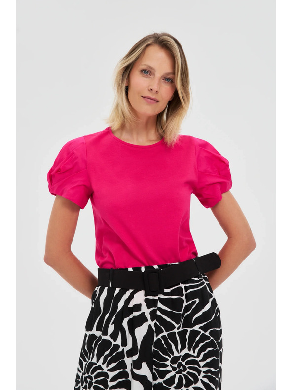 Moodo Top roz cu mâneci adunate