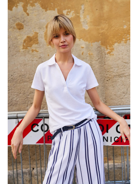 Moodo Tricou polo alb de damă