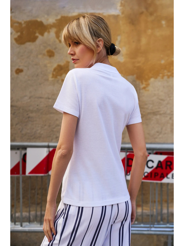 Moodo Tricou polo alb de damă
