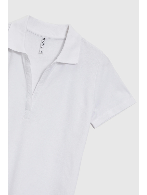 Moodo Tricou polo alb de damă