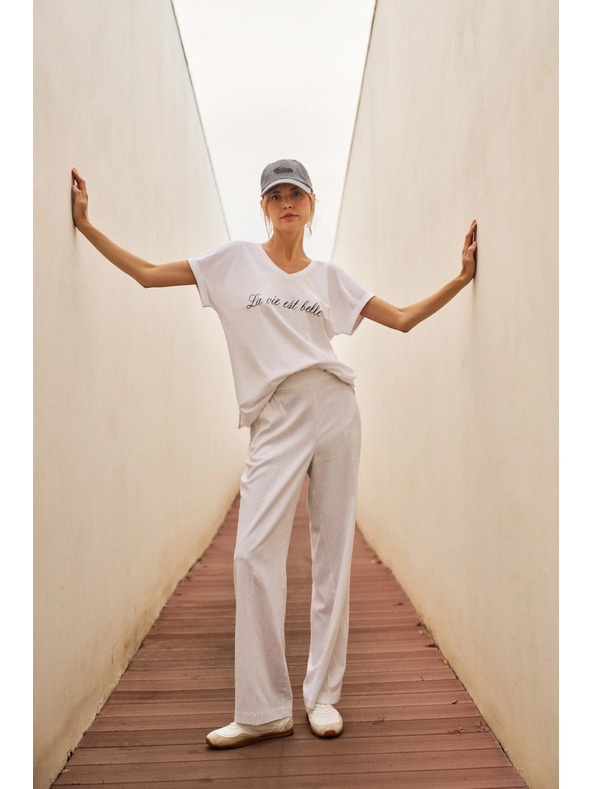 Moodo Tricou de damă din bumbac Moodo – alb