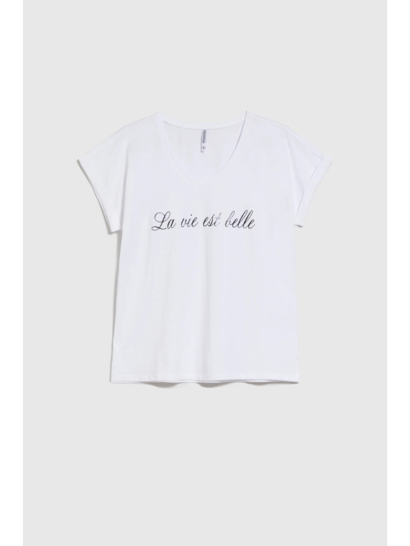 Moodo Tricou de damă din bumbac Moodo – alb