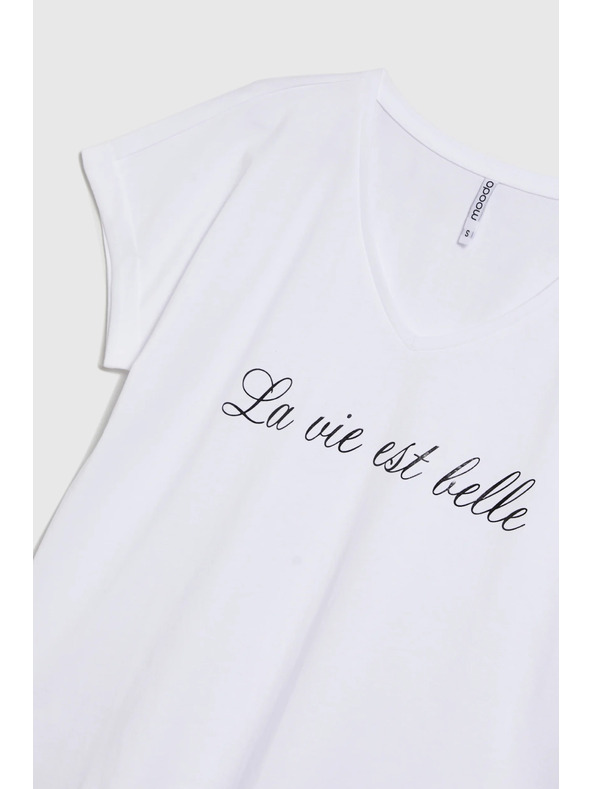 Moodo Tricou de damă din bumbac Moodo – alb