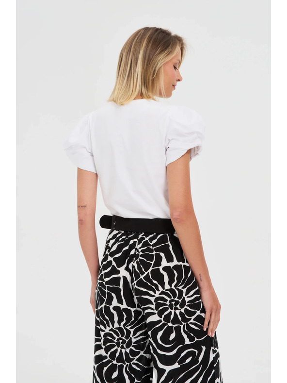 Moodo Top alb cu mâneci adunate