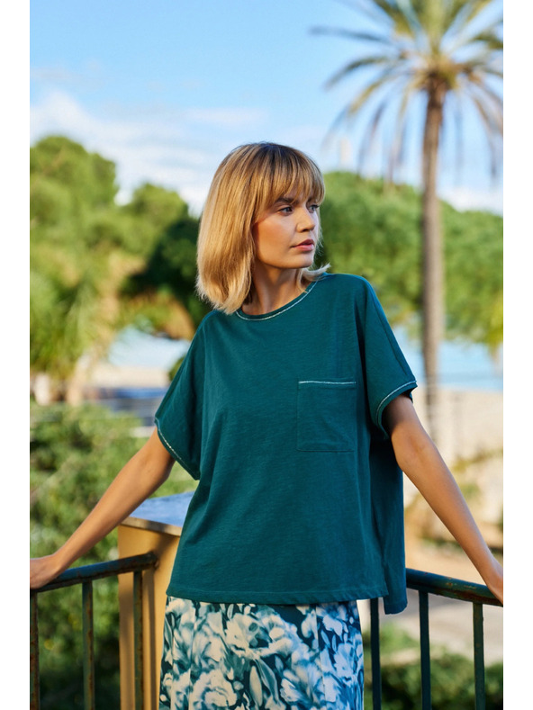 Moodo Top de damă cu buzunar Moodo