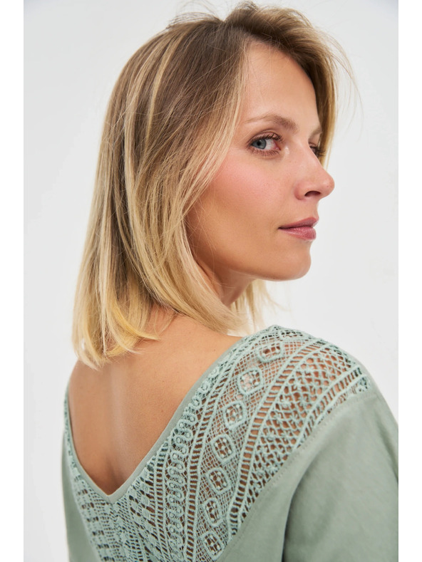 Moodo Top verde de damă cu spate transparent