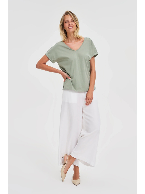 Moodo Top verde de damă cu spate transparent