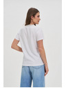Moodo Tricou de damă cu decolteu decorat – alb