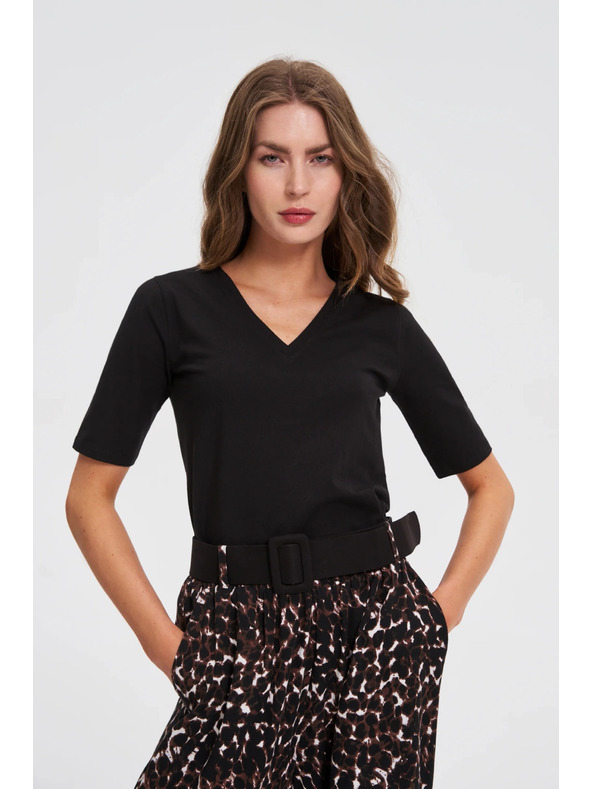 Moodo Top negru basic cu mânecă 3/4 Moodo