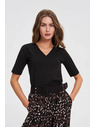 Moodo Top negru basic cu mânecă 3/4 Moodo