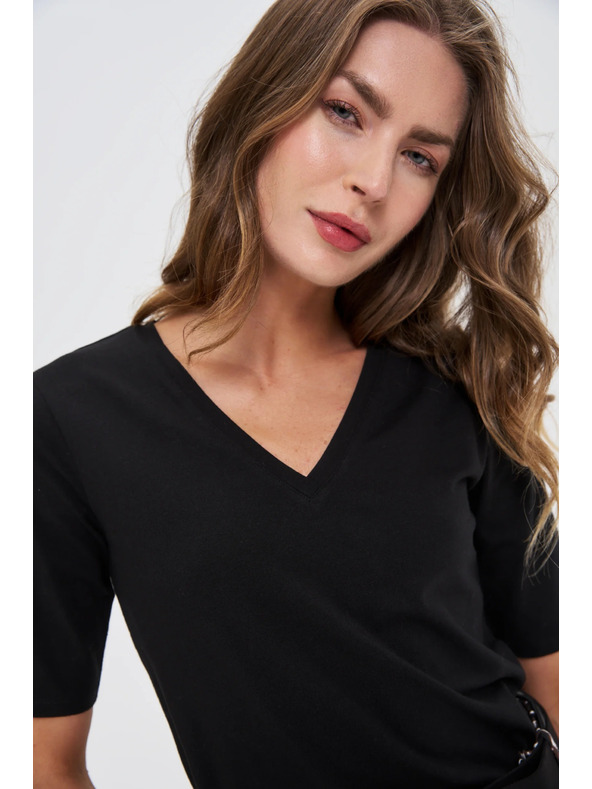 Moodo Top negru basic cu mânecă 3/4 Moodo