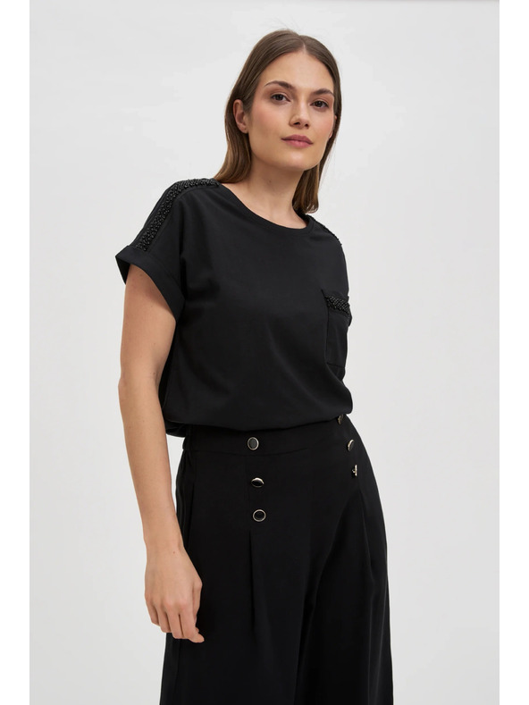 Moodo Tricou de damă cu mărgele Moodo – negru