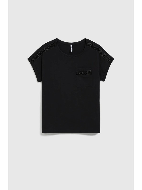 Moodo Tricou de damă cu mărgele Moodo – negru