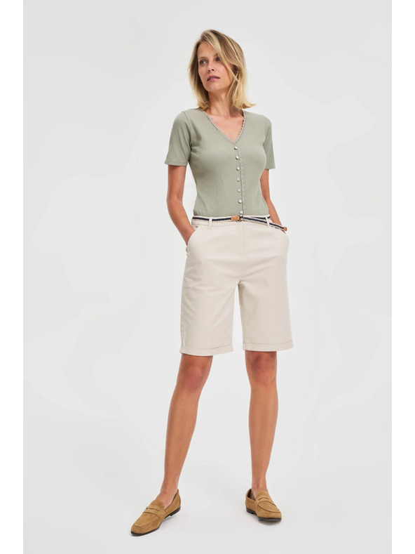 Moodo Tricou damă măsliniu cu nasturi