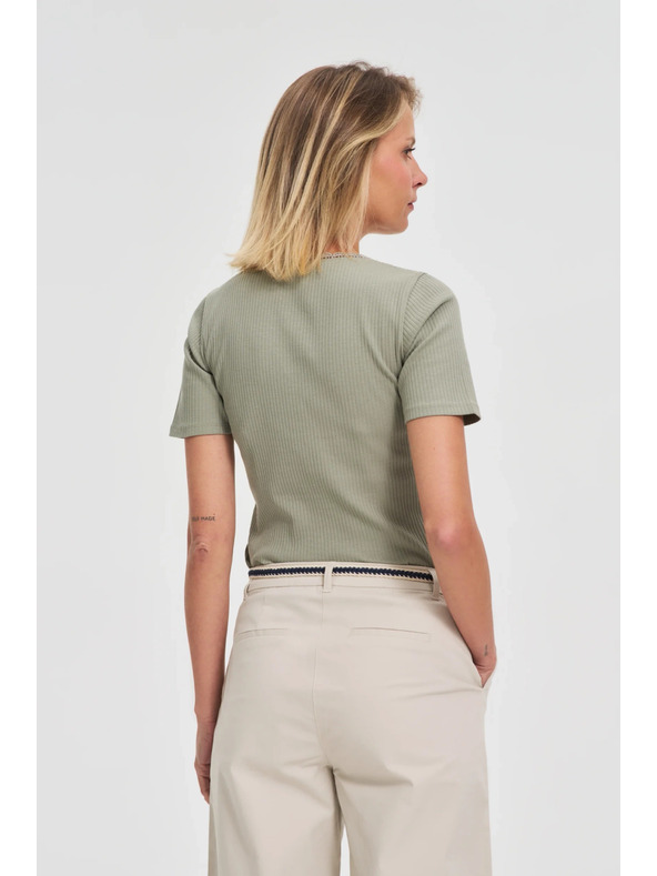 Moodo Tricou damă măsliniu cu nasturi