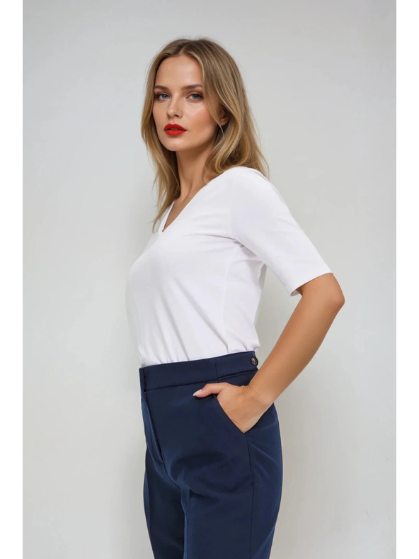 Moodo Top basic alb cu mânecă 3/4 Moodo