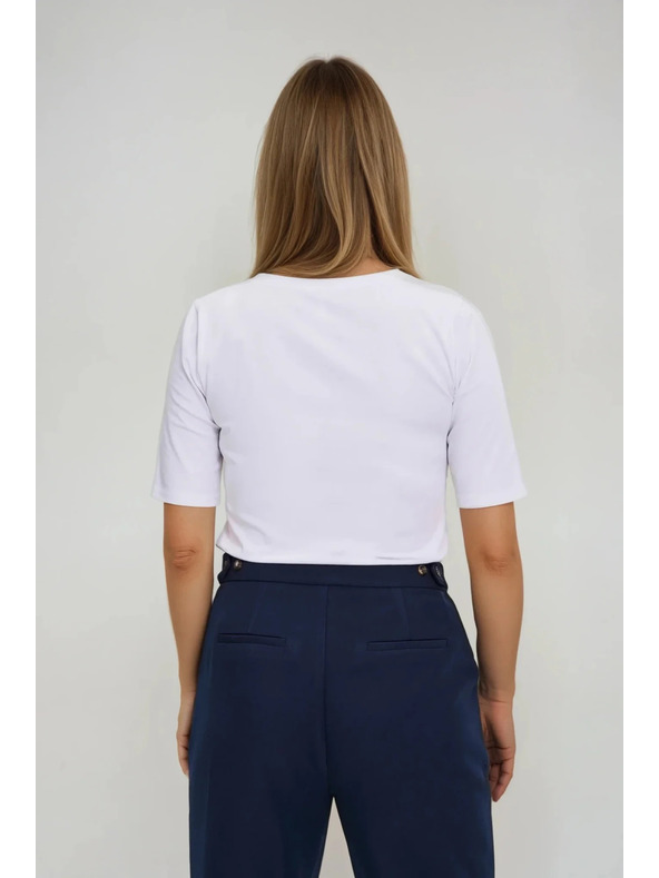 Moodo Top basic alb cu mânecă 3/4 Moodo