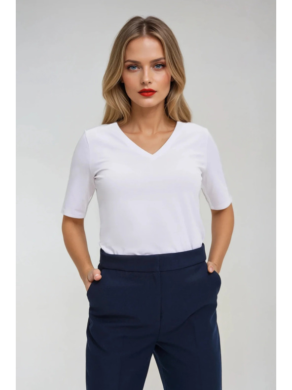 Moodo Top basic alb cu mânecă 3/4 Moodo