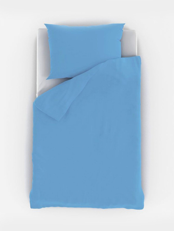 Kvalitex Lenjerie de pat pentru pătuț din bumbac de culoare solidă 140x200, 70x90cm albastru