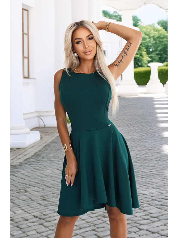 numoco Rochie fluide cu spate lung decorativ - verde sticle