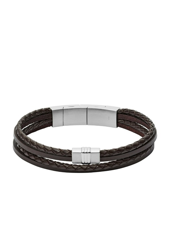 Fossil Brățară din piele și oțel pentru bărbați Fossil JF02934040