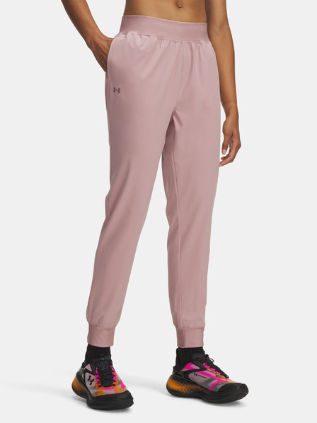 Under Armour Pantaloni sport de damă Under Armour UA Rival Hi Rise Woven Pant-PNK