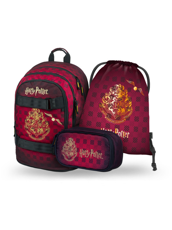 BAAGL  SET BAAGL 3 Skate Harry Potter Hogwarts vișiniu: rucsac, penar, geantă