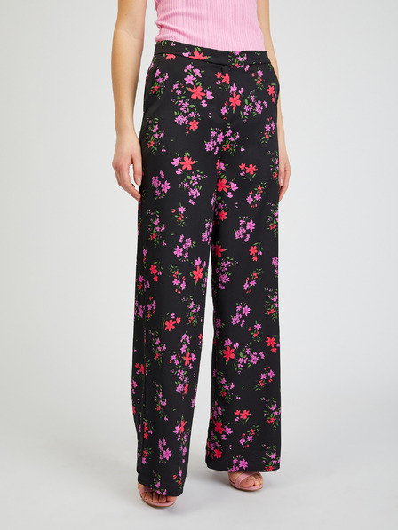 Orsay Pantaloni largi florali de damă negri ORSAY