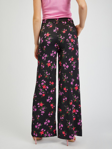 Orsay Pantaloni largi florali de damă negri ORSAY
