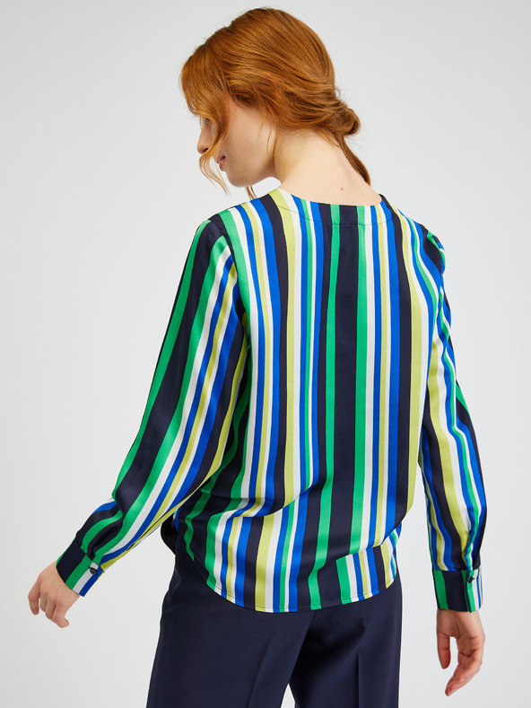 Orsay Bluză de damă în dungi din satin albastru-verde ORSAY