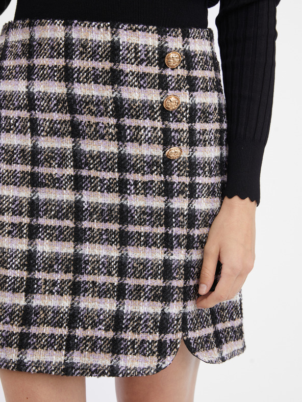 Orsay Fustă neagră pentru femei cu carouri ORSAY