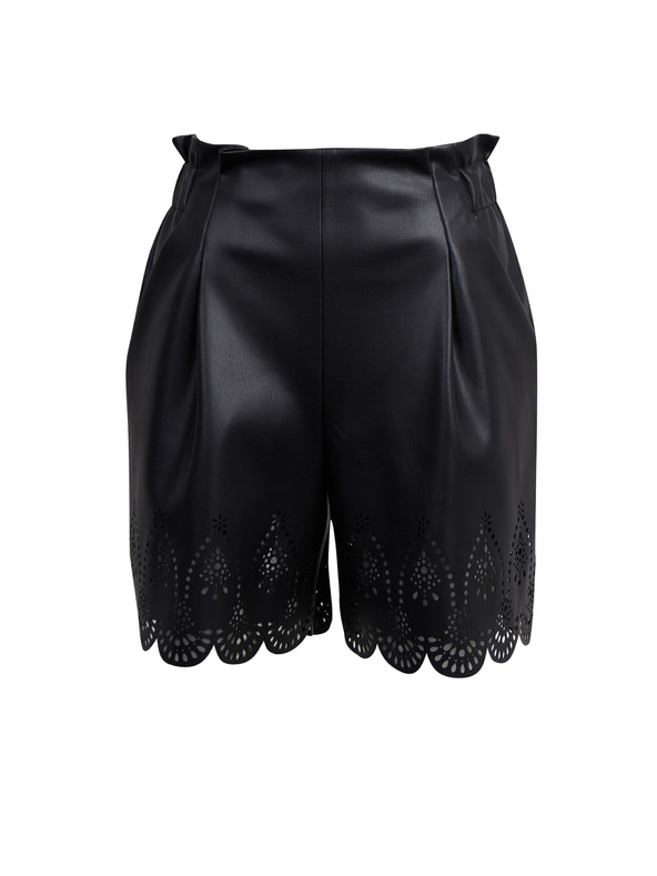 Orsay Pantaloni scurți negri din imitație de piele pentru femei ORSAY