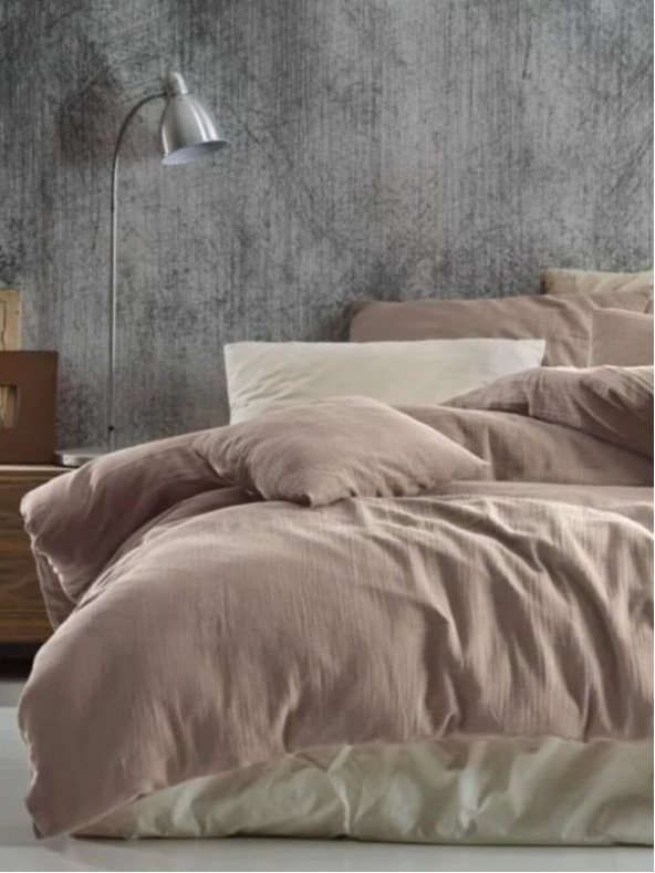 Kvalitex Lenjerie de pat din muselină lungă 140x220, 70x90cm bej Kvalitex