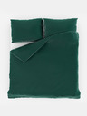 Kvalitex Lenjerie franceză satinată cu dungi 1+2, 200x200, 70x90cm VERDE NEGRU
