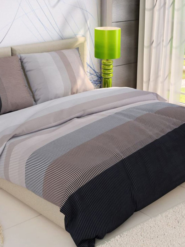 Kvalitex Lenjerie de pat din bumbac franțuzesc DELUX 220x200, 70x90cm NEPTUNE maro