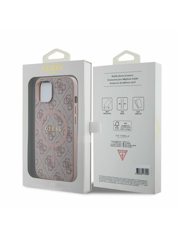 Guess Guess 4G Husă spate pentru iPhone 14 Roz
