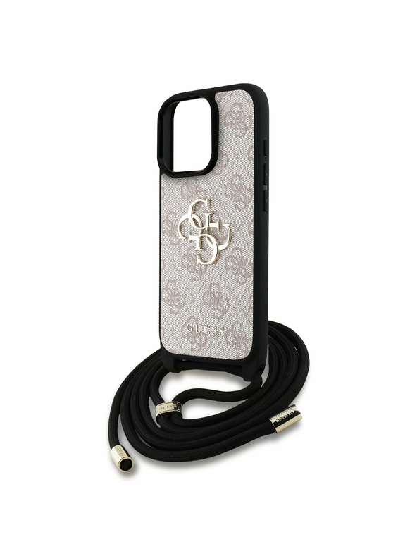 Guess Guess PU 4G Metal Logo Curea Crossbody Carcasă Spate pentru iPhone 16 Pro Roz