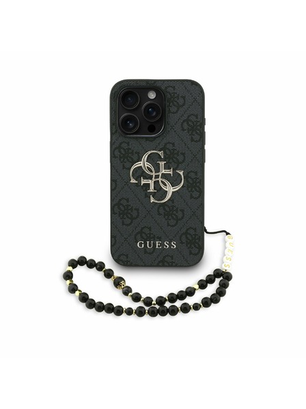 Guess Guess PU 4G Metal Logo Curea Carcasă Spate pentru iPhone 15 Pro Negru