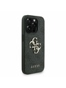 Guess Guess PU 4G Metal Logo Curea Carcasă Spate pentru iPhone 15 Pro Negru