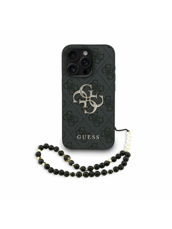 Guess Guess PU 4G Metal Logo Curea Carcasă Spate pentru iPhone 15 Pro Max Negru