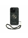Guess Guess PU 4G Metal Logo Curea Carcasă Spate pentru iPhone 15 Pro Max Negru